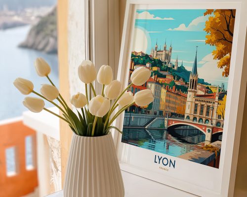 Alternative view of Lyon France Travel Poster - Old Town Art Print