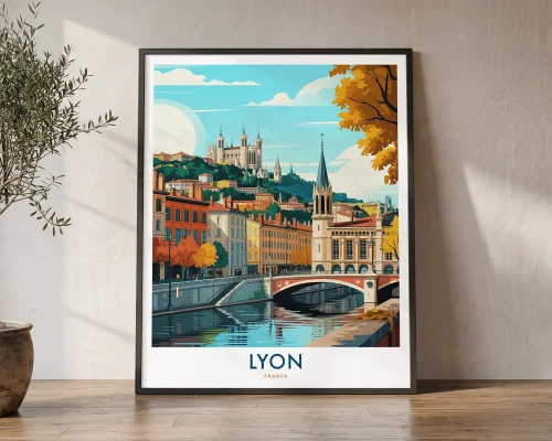Lyon France Travel Poster – Old Town Art Print | ArtPrintsVicky