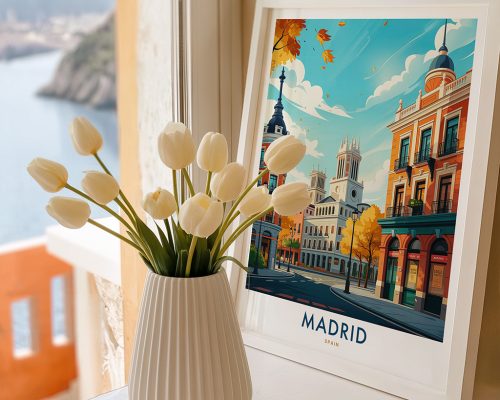 Alternative view of Madrid Travel Poster Vintage Spain Wall Art Print