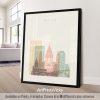 Art print featuring a stylized cityscape of Mainz, Germany with notable buildings and structures.