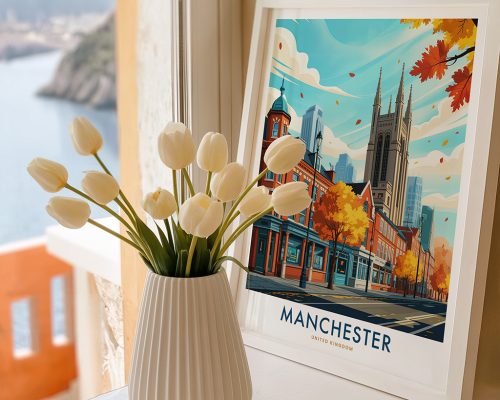 Alternative view of Manchester Travel Poster Vintage England Wall Art