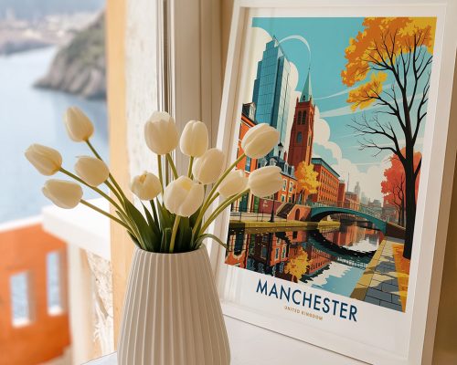 Alternative view of Manchester Travel Poster Vintage UK Wall Art Print