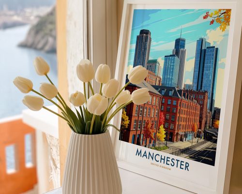 Alternative view of Manchester Travel Poster Vintage Wall Art Print