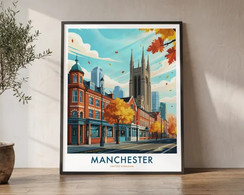 Manchester Travel Poster — Vintage England Wall Art | ArtPrintsVicky