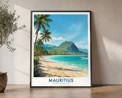 Mauritius Travel Poster – Coastal Wall Art Print | ArtPrintsVicky