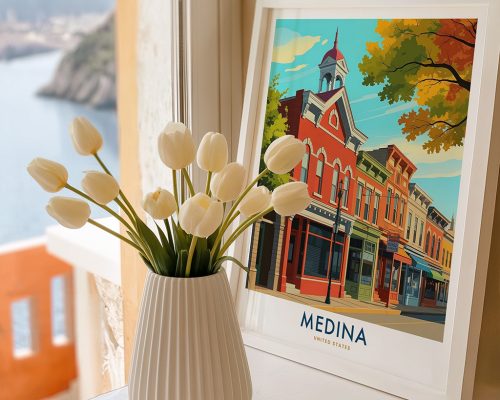 Alternative view of Medina Ohio Travel Poster - Cityscape Print
