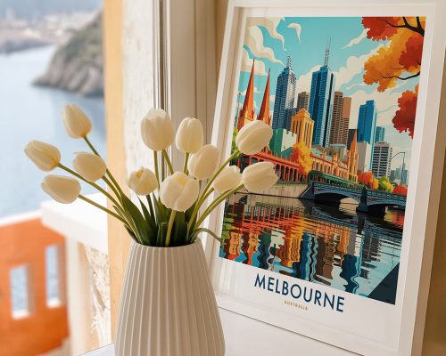 Alternative view of Melbourne Skyline Travel Poster - Art Print