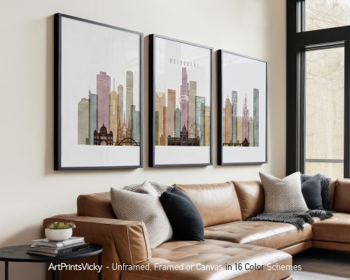 Melbourne 3 Piece Framed Wall Art Gallery Set | ArtPrintsVicky