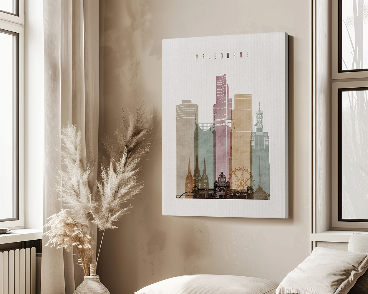 Melbourne Skyline Wall Art Watercolor Print - Image 4