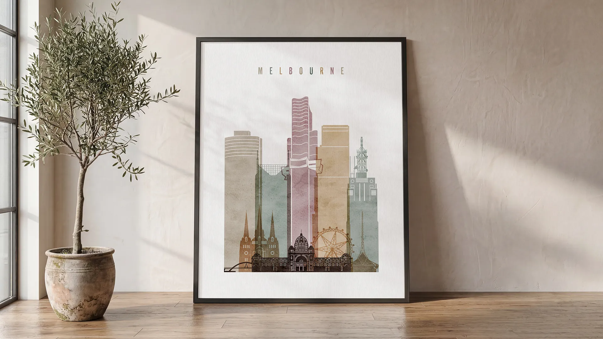 Melbourne Skyline Wall Art Watercolor Print | ArtPrintsVicky
