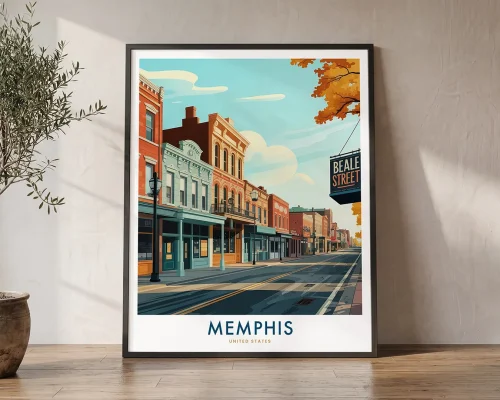 Memphis Tn Travel Print – Cityscape Poster | ArtPrintsVicky