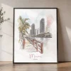 Miami Skyline Drawing — City Sketch Wall Art Print | ArtPrintsVicky