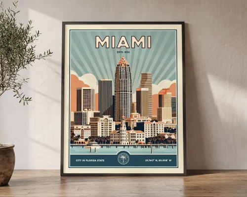 Miami Travel Poster — Vintage Wall Art Print | ArtPrintsVicky