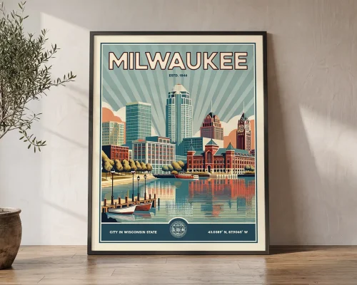 Milwaukee Vintage Travel Poster — Retro Wall Art Print | ArtPrintsVicky