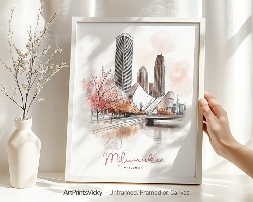 Alternative view of Milwaukee Drawing Watercolor Wall Art Print