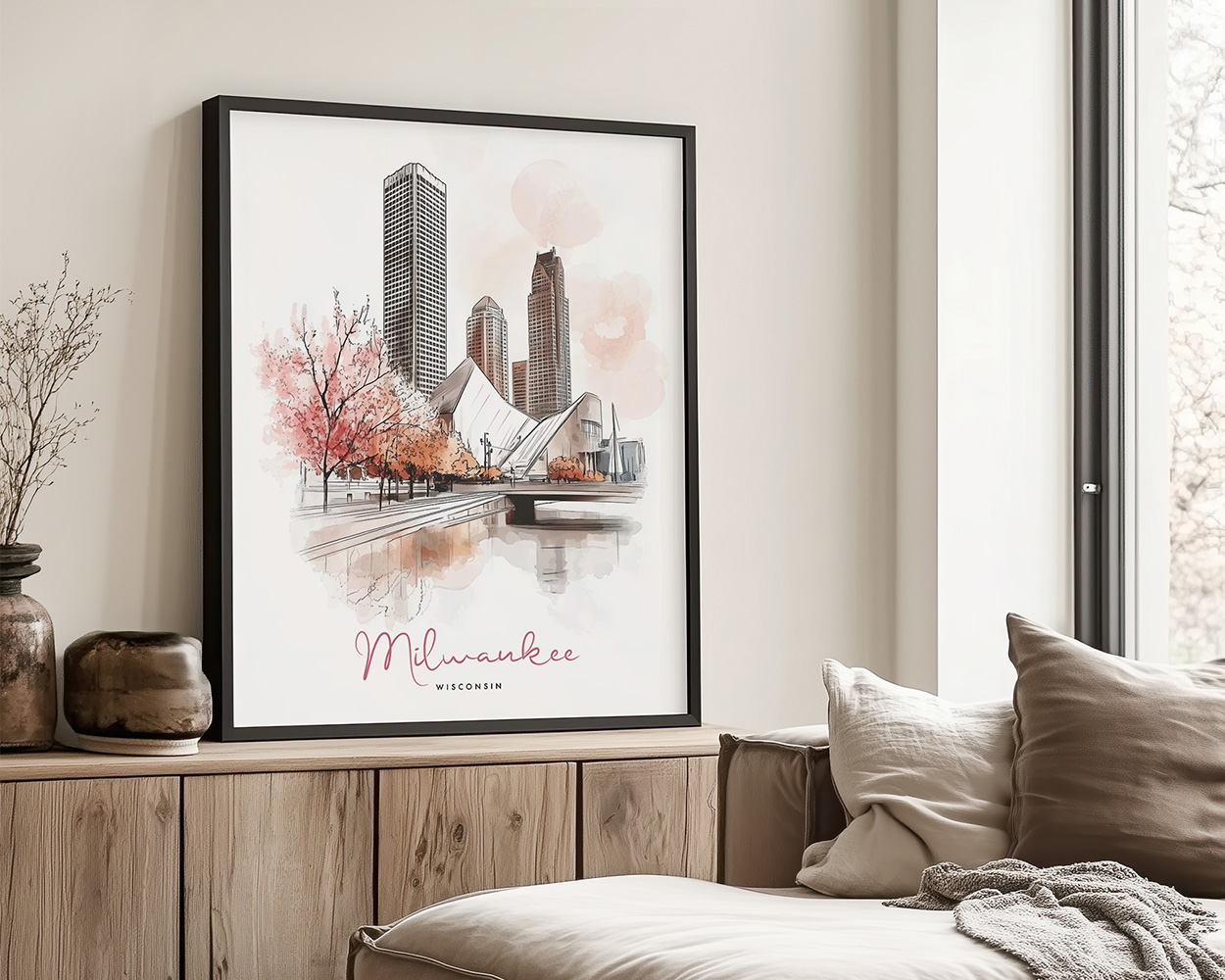 Milwaukee Drawing Watercolor Wall Art Print - Image 3
