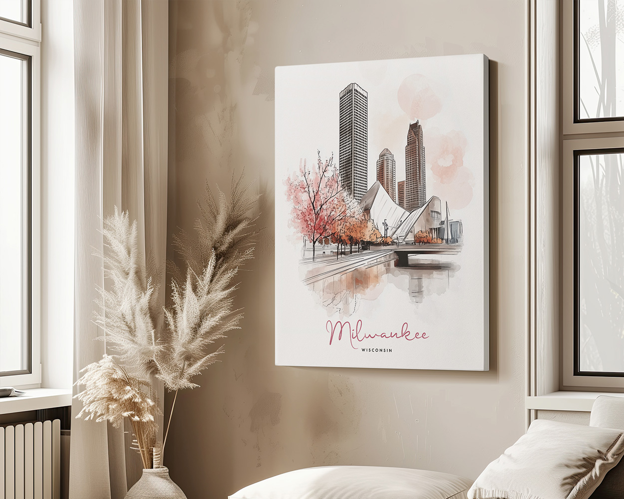 Milwaukee Drawing Watercolor Wall Art Print - Image 4