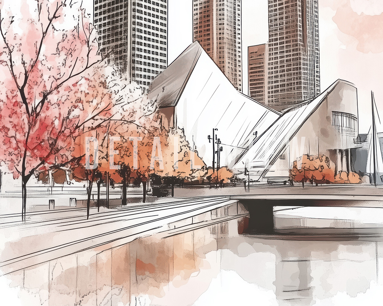 Milwaukee Drawing Watercolor Wall Art Print - Image 5