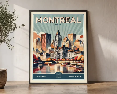 Montreal Poster Inspired by Retro Travel Art | ArtPrintsVicky