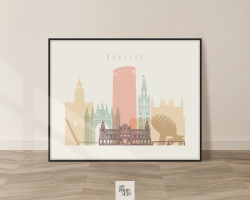 Seville poster skyline pastel cream landscape