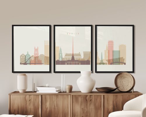 Dublin 3 piece wall art in pastel cream