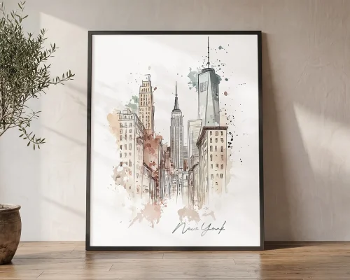 New York Skyline Drawing Wall Art Print | ArtPrintsVicky