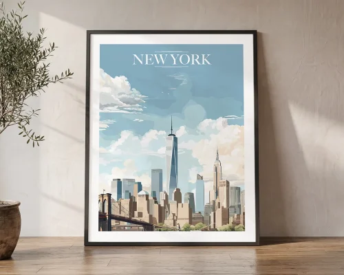 New York Skyline Wall Art Print — Classic Poster | ArtPrintsVicky