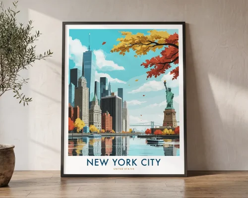 New York Skyline Wall Art — Travel Poster Print | ArtPrintsVicky