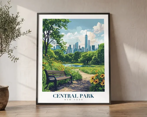 New York Travel Poster — Central Park Wall Art | ArtPrintsVicky