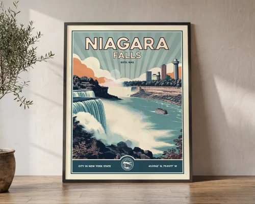Niagara Falls Travel Poster – Retro Inspired Print | ArtPrintsVicky