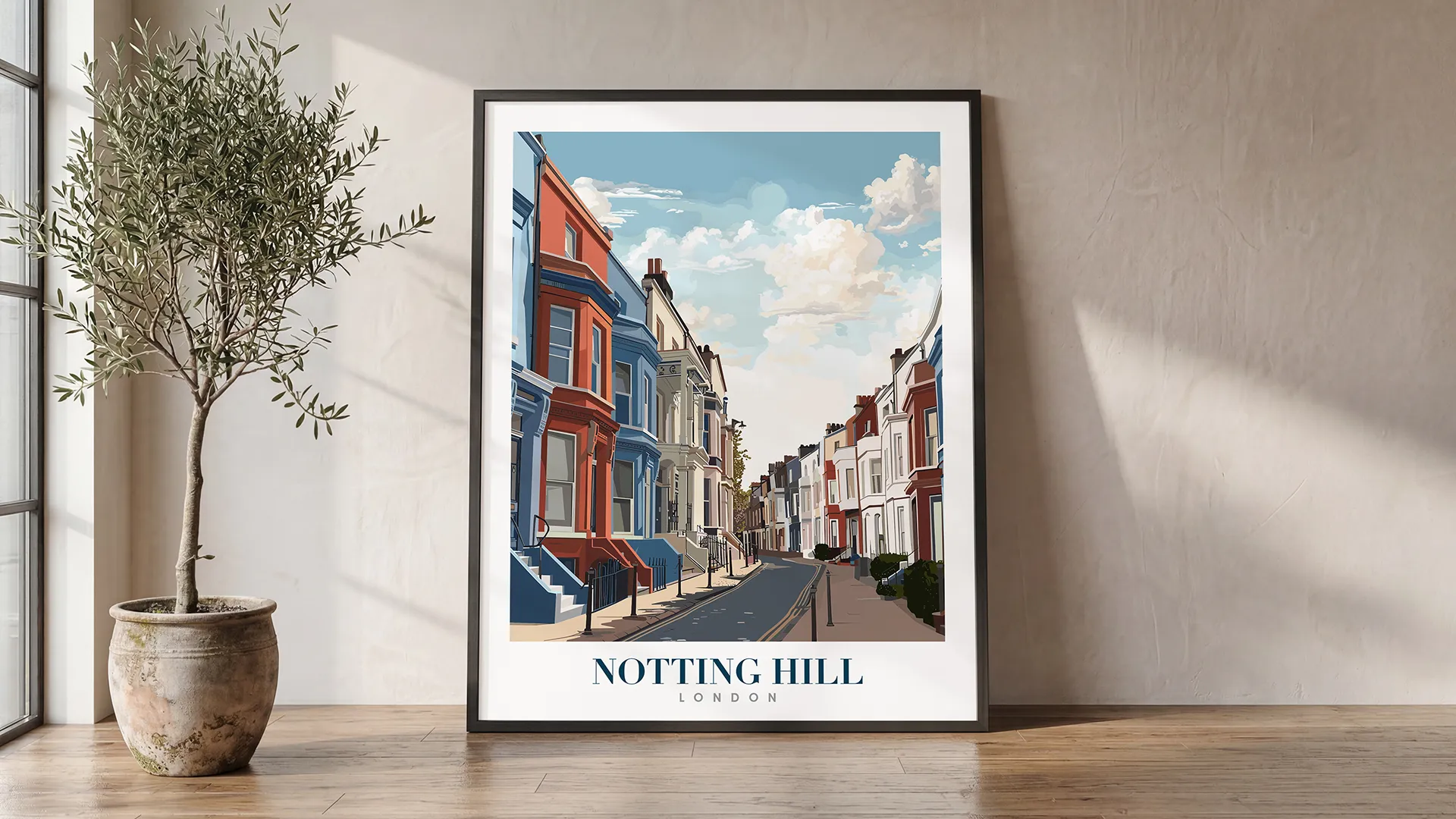 Notting Hill Travel Poster — London Wall Art Print | ArtPrintsVicky
