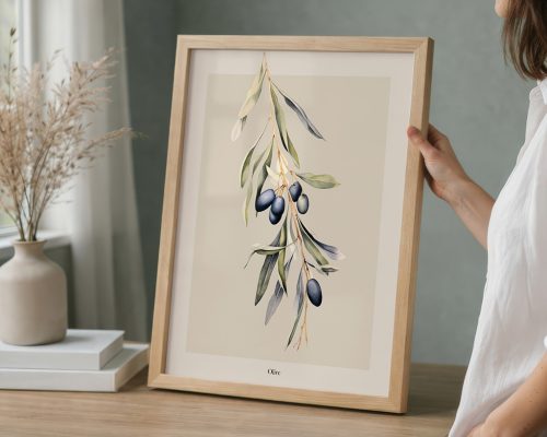 Olive Branch Print, Herb Illustration Wall Art