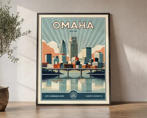 Omaha Print Inspired by Retro Travel Art | ArtPrintsVicky