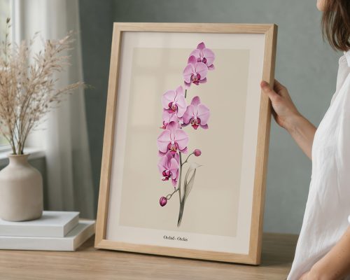 Pink Orchid Print, Botanical Wall Art Poster