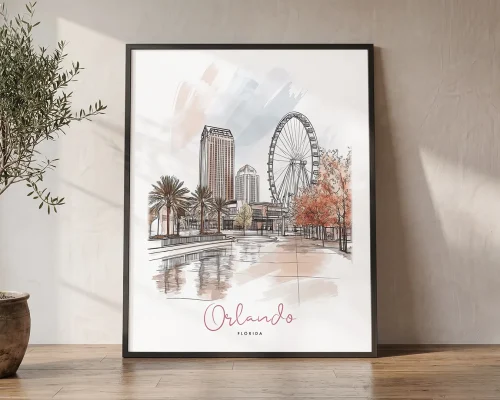 Orlando City Art Print Drawing | ArtPrintsVicky