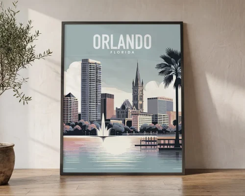 Orlando Skyline Travel Poster | ArtPrintsVicky