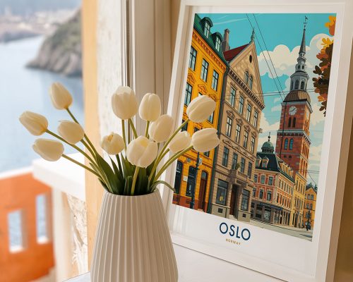Alternative view of Oslo Norway Travel Poster - Old City Art Print