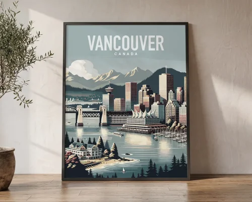 Pacific Gem Stylized Vancouver Travel Print | ArtPrintsVicky