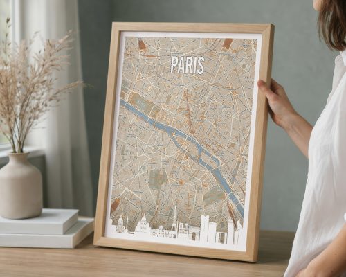 Personalized Paris Map Wall Art Print