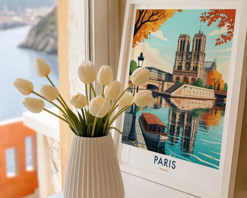 Alternative view of Paris Travel Poster Notre Dame Wall Art Print