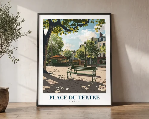 Paris Travel Poster — Place Du Tertre Wall Art Print | ArtPrintsVicky