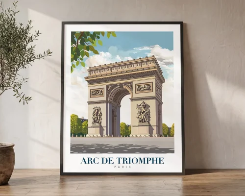 Paris Travel Poster — Vintage Arc De Triomphe Wall Art 1 | ArtPrintsVicky