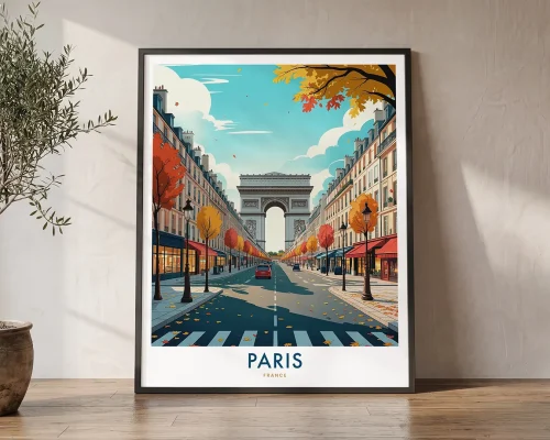 Paris Travel Poster — Vintage Arc De Triomphe Wall Art | ArtPrintsVicky