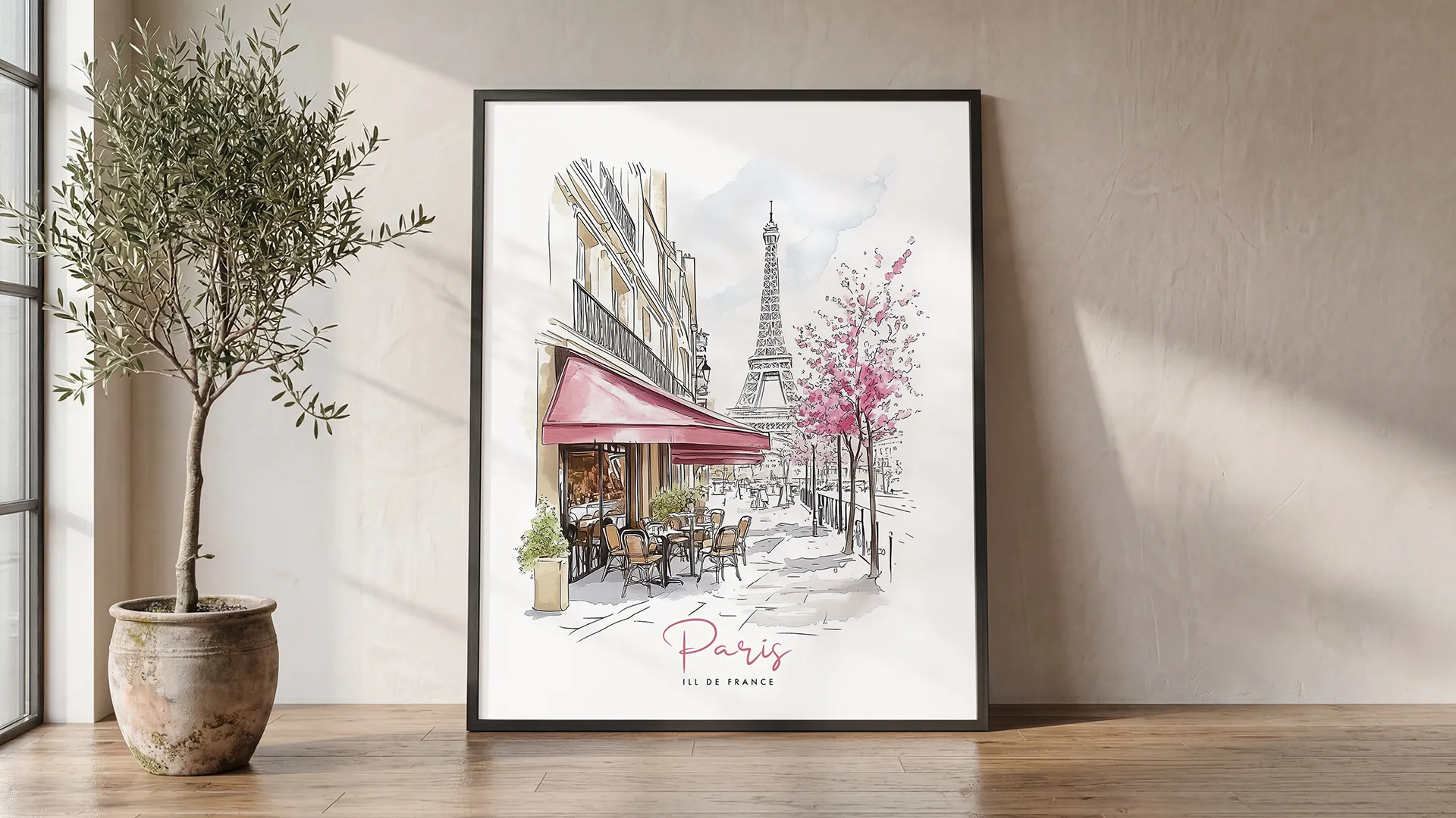 Paris Wall Art Print — Watercolor Cityscape Poster | ArtPrintsVicky
