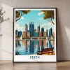 Perth Skyline Travel Print – Cityscape Poster | ArtPrintsVicky