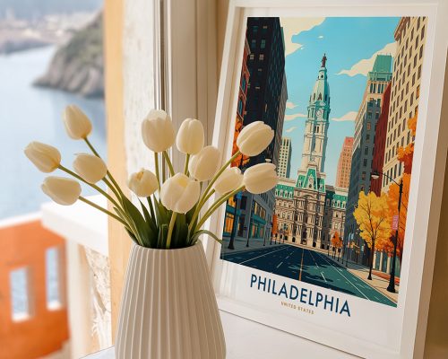Alternative view of Philadelphia Travel Poster Vintage Wall Art Print