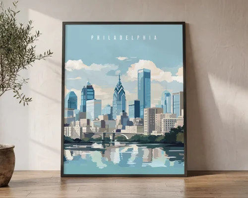 Philadelphia Cityscape Travel Wall Art Prints | ArtPrintsVicky
