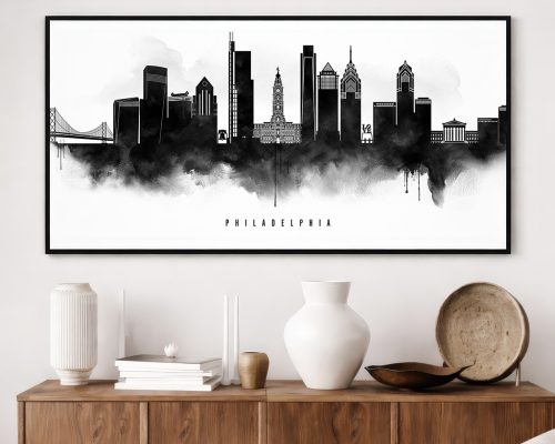 Alternative view of Philadelphia Black & White Wall Art Print