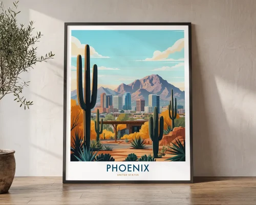 Phoenix Travel Poster — Vintage Arizona Wall Art Print | ArtPrintsVicky