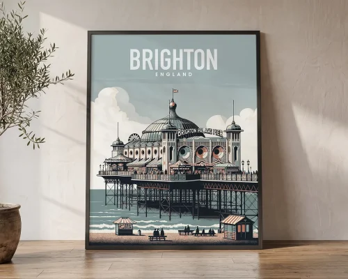 Piers Pavilions Brighton Travel Print | ArtPrintsVicky